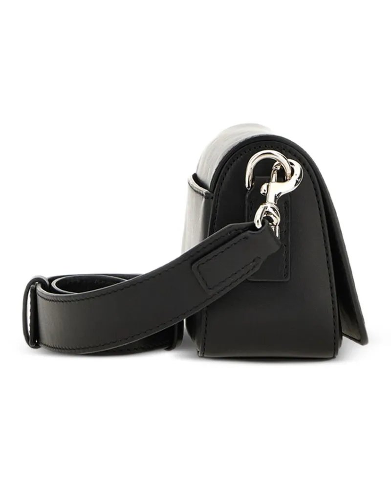 Hogan Logo-Clasp Leather Shoulder Bag — Black Black