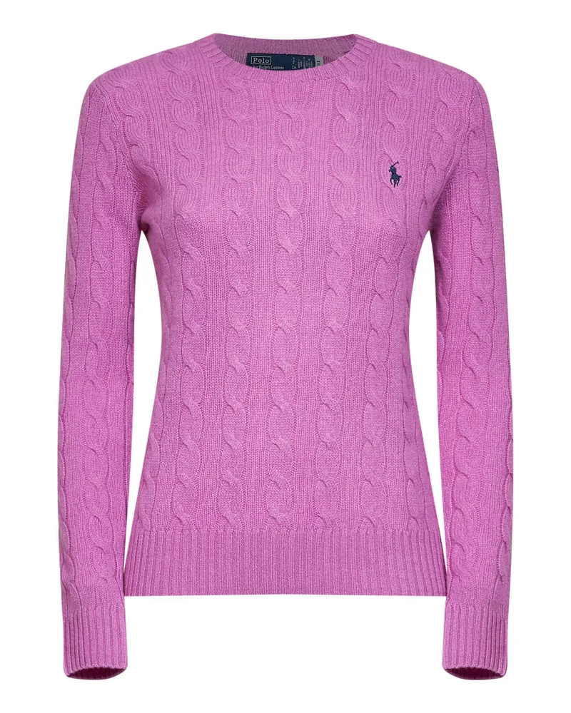 Ralph Lauren Cable-Knit Wool-Cashmere Sweater — Purple Purple