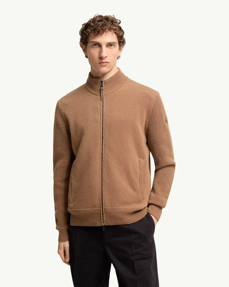 Moncler Men's Cardigan Zippé Edit Marron Brown Sweater Brown