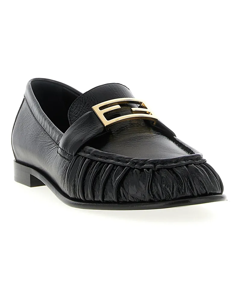 Fendi Women's Black Lamb Leather Slip-On Loafers Black