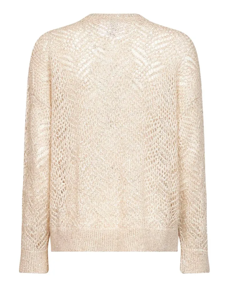 Brunello Cucinelli Women's Knit Sweater Abstract Leaf Beige Polyamide Beige