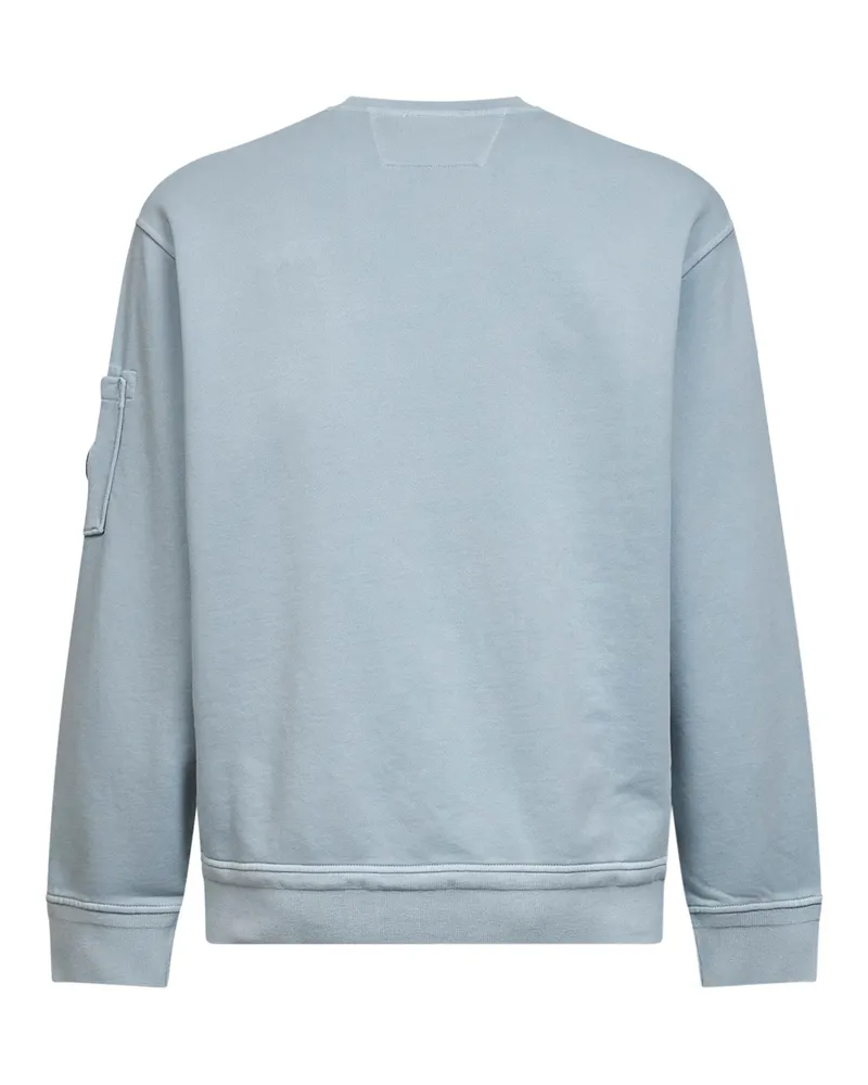 C.P. Company Men Light Blue Diagonal Cotton Fleece Crewneck Sweatshirt Sweatshirts Sweater Blue