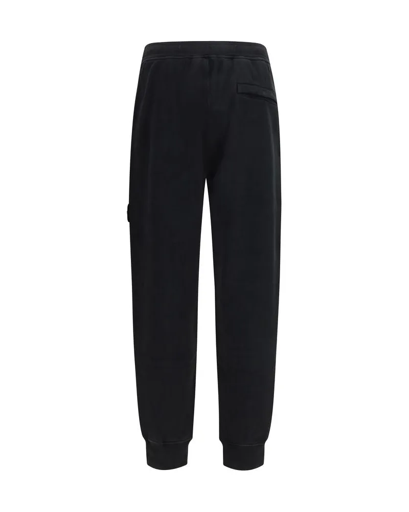 Stone Island Logo-Patch Cotton Joggers — Black Black