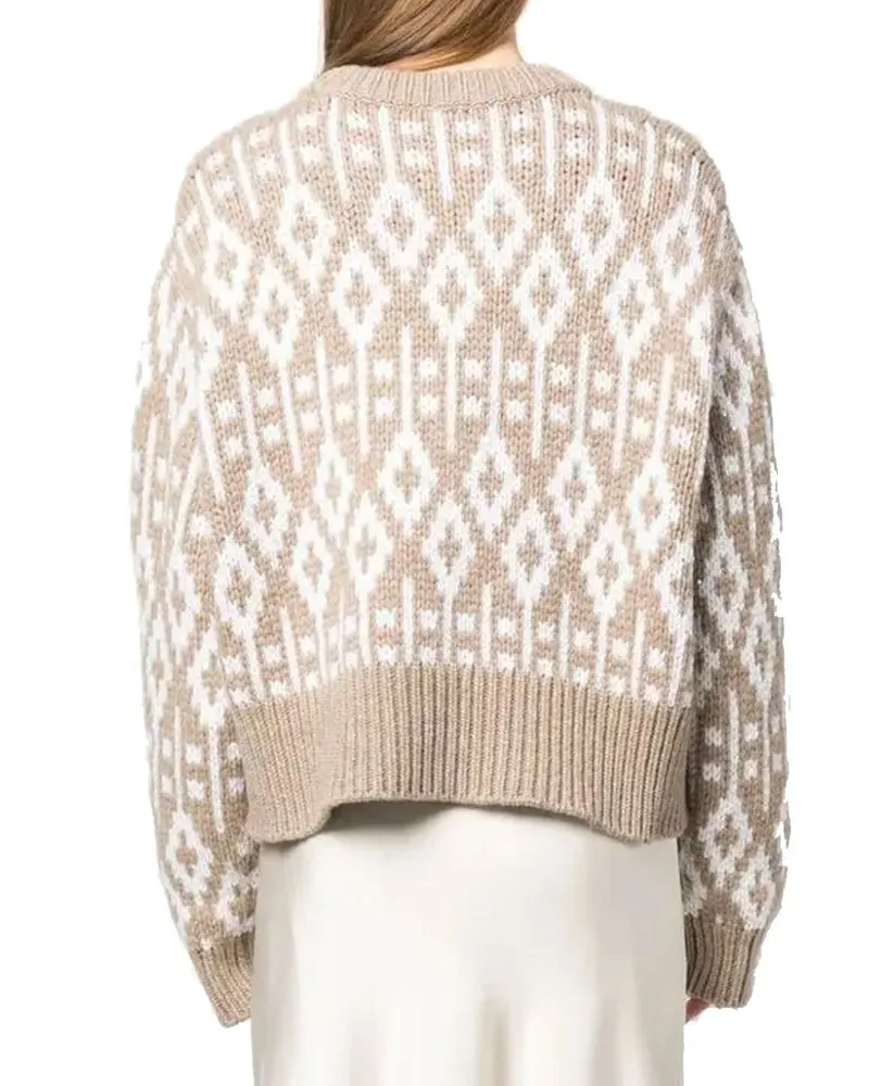 Brunello Cucinelli Diamond-Patterned Cashmere Sweater — Beige Beige