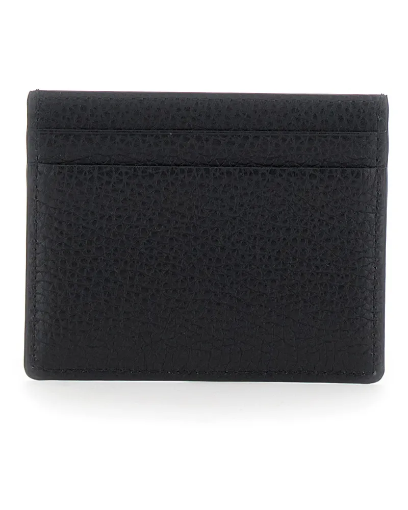 Valentino Garavani Men's Black Leather Card Holder With Rockstuds Calf Accessory Black