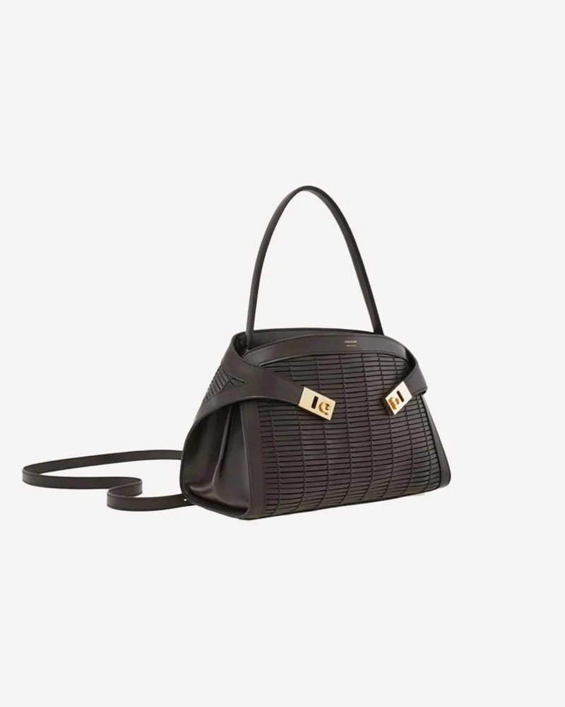 Ferragamo Women's Shoulder Bag Hug Soft Leather Dark Brown Brown