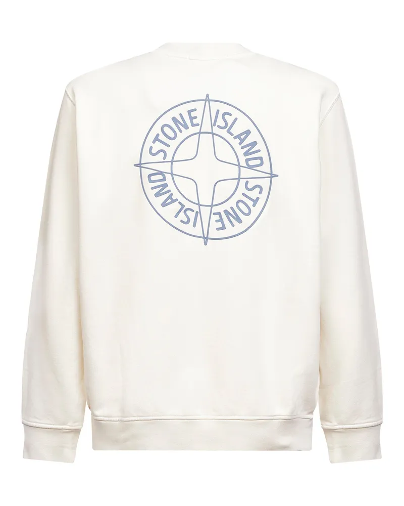 Stone Island Men Ivory Cotton Outline Compass Printed Sweatshirt Sweatshirts Sweater Ivory