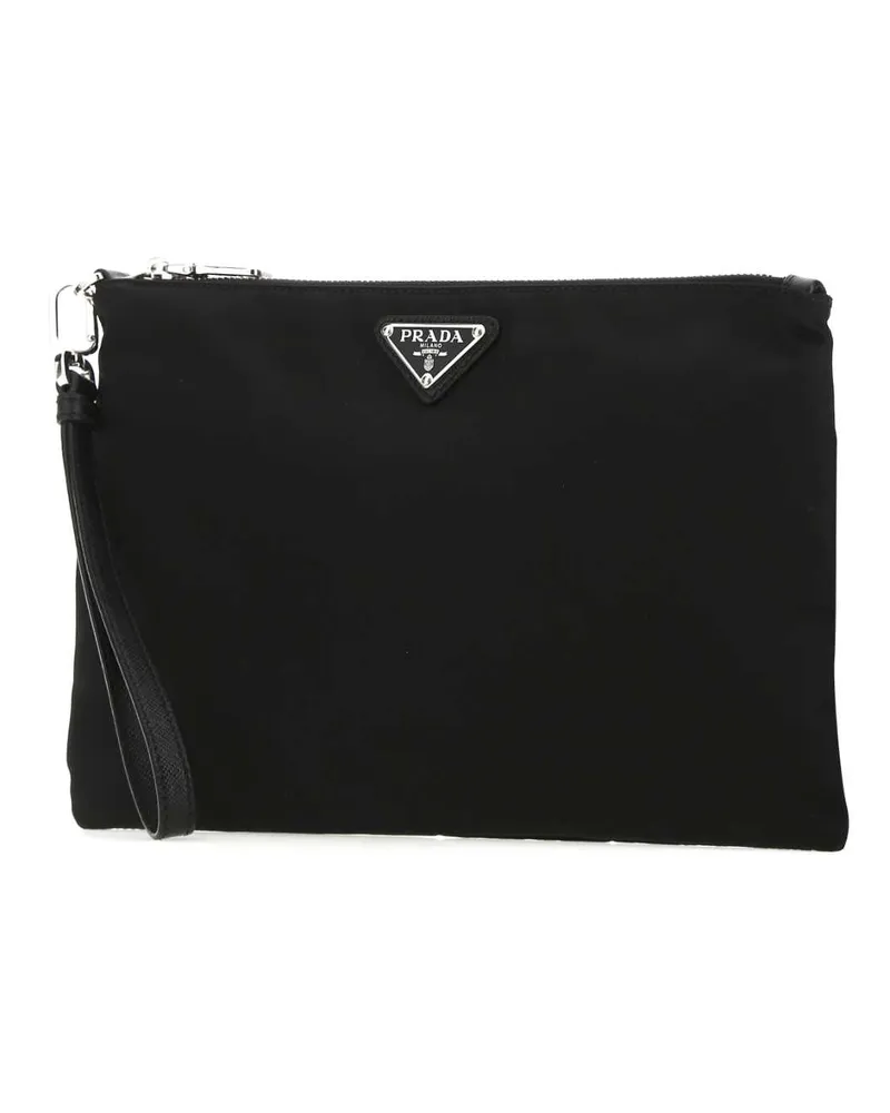 Prada Men's Black Re-Nylon Clutch Nero Poliammidericiclata-Vitello Black