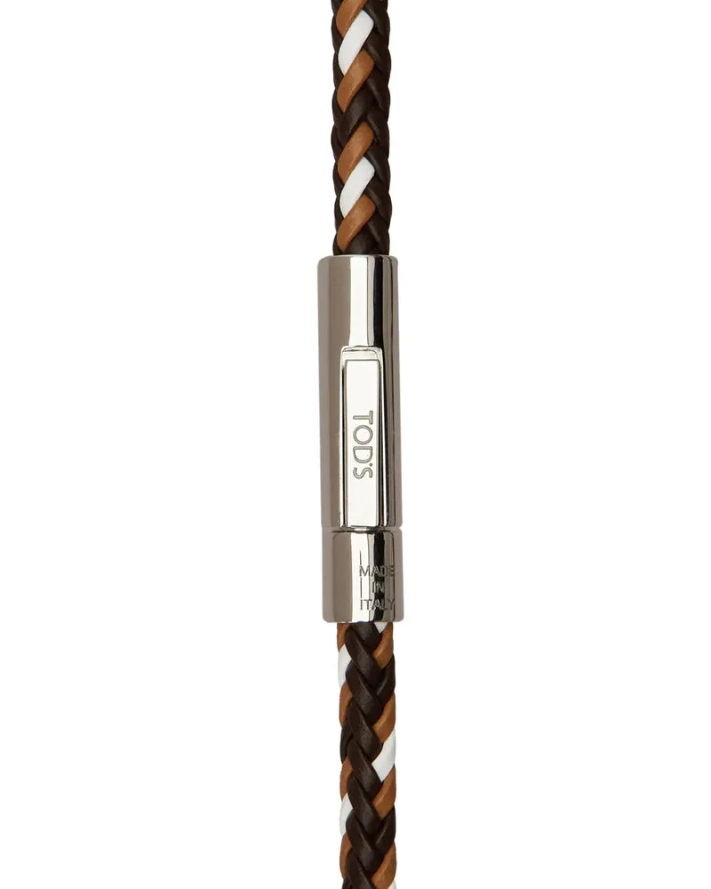 TOD'S Woven Leather Bracelet — Brown Brown