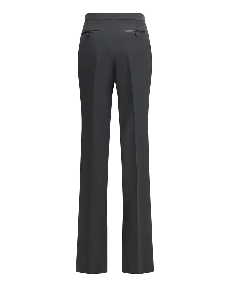 Tom Ford Women's Tailored Straight-Leg Trousers Black-Deep Blue Navy Fleece Wool Black/deep Black