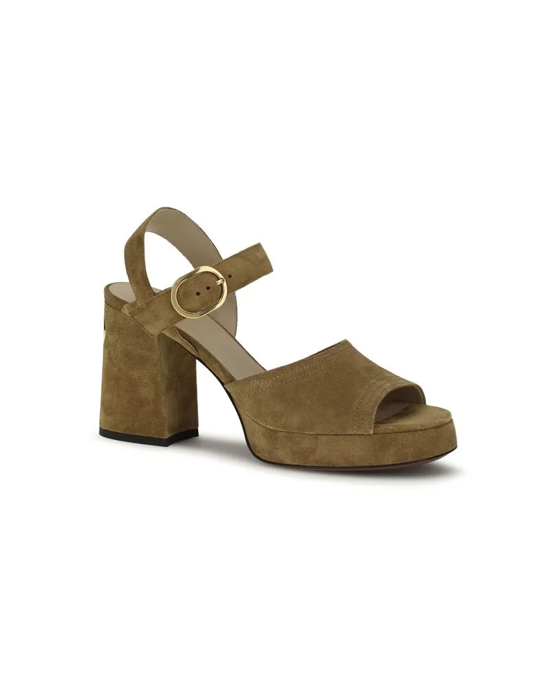 Valentino Garavani Women's Beige Calf Leather Bos Taurus Platform Sandals Beige
