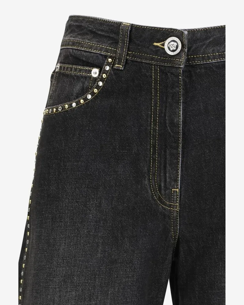 Versace Women's Cotton Jeans With Studs Black Black