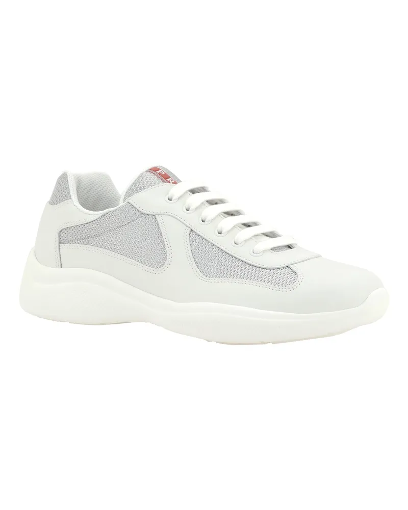 Prada Men's Americas Sneakers Bianco+argento Lace Up Bianco+argento