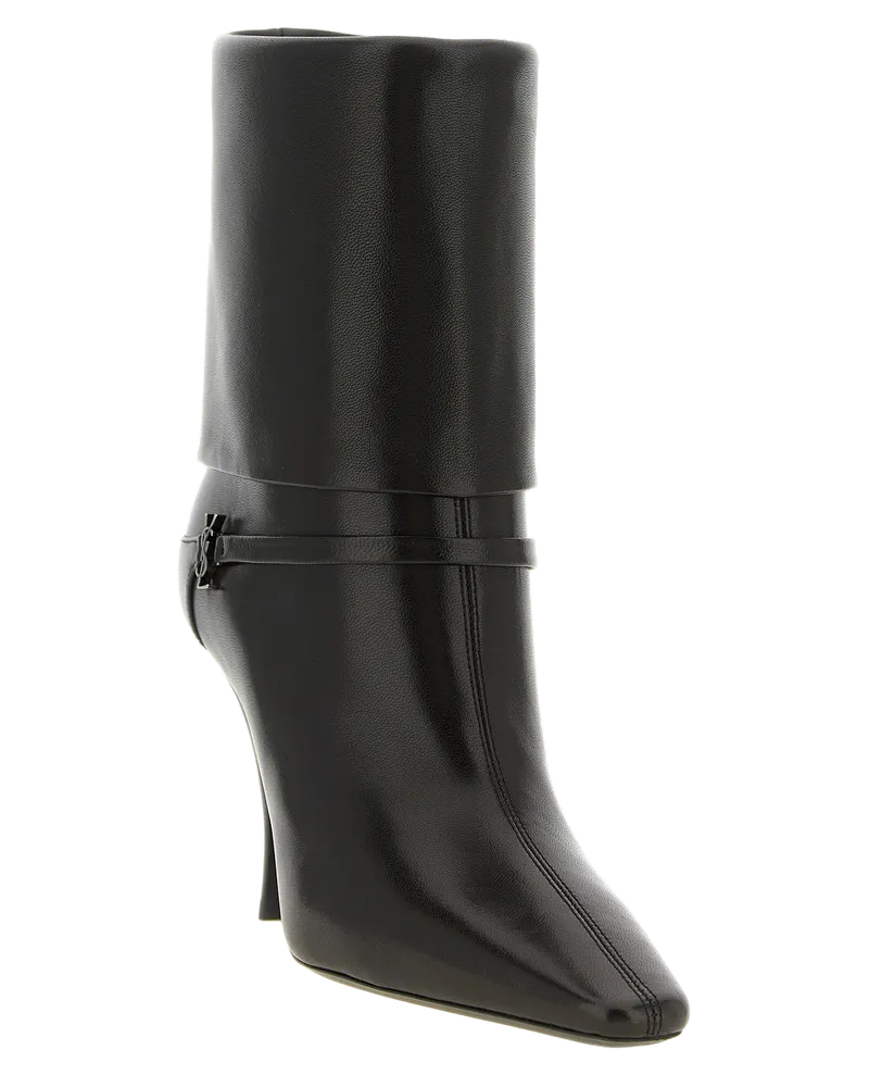 Saint Laurent Women's Brown Lamb Leather Ankle Boots Brown