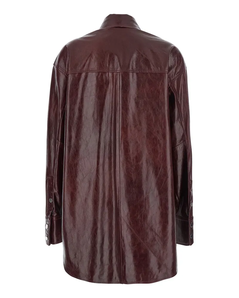 SPORTMAX Women's Bordeaux Jacket With Classic Collar Lamb Coat Bordeaux
