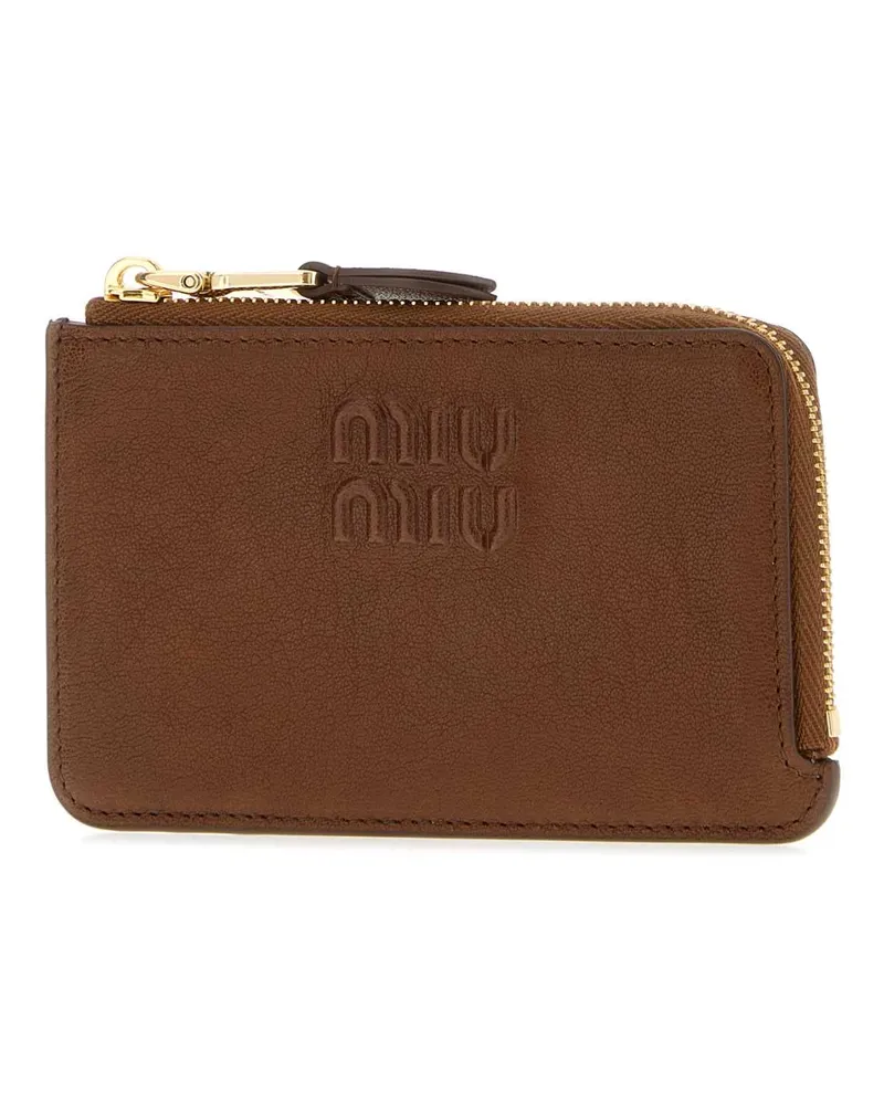 Miu Miu Leather Card Case — Brown Brown