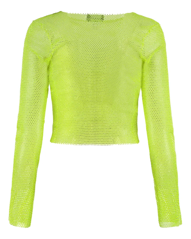 SANTA Brands Women's Open-Knit Top With Rhinestones Green Polyester Tops Green