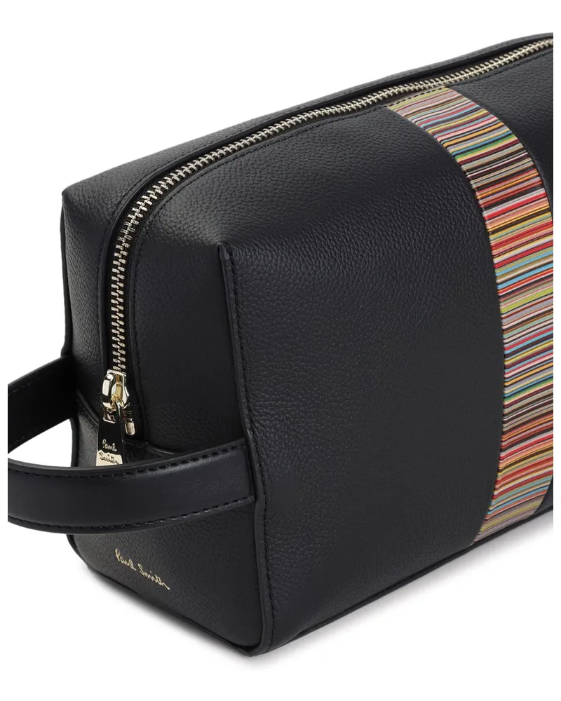 Paul Smith Signature Stripe Leather Travel Wallet — Black Black