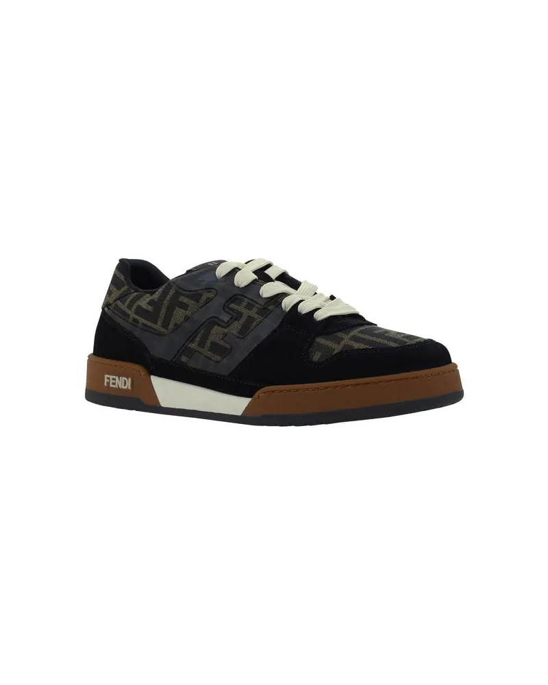 Fendi Men's Multicolor Calf Leather Bos Taurus Low Top Sneakers Black