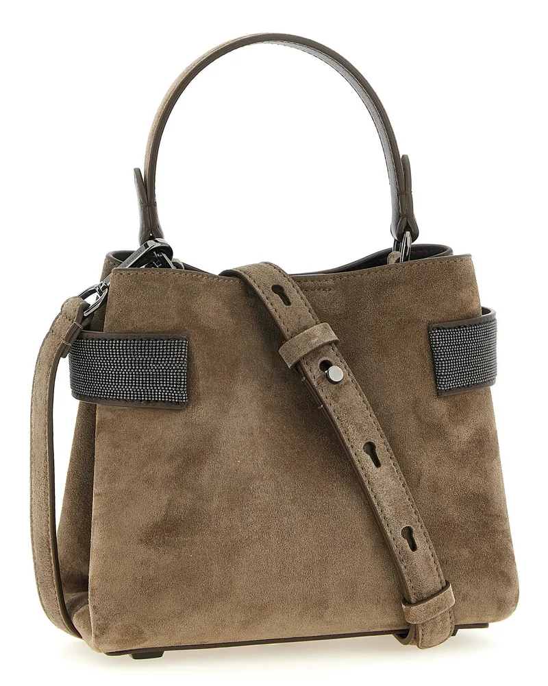 Brunello Cucinelli Women's Top Handle Bag Brown Calfskin Leather Brown