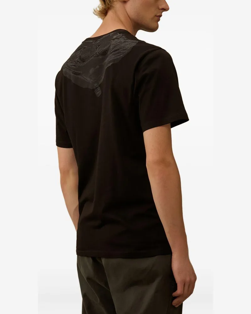 C.P. Company Tone-on-Tone Logo-Print Cotton T-Shirt — Black Black