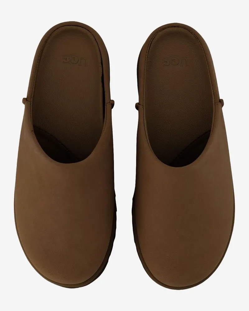 UGG Women's Leather Clogs Otzo Brown And Rubber Shoe Brown