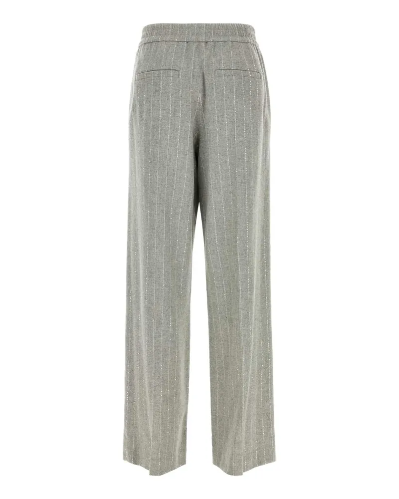 Brunello Cucinelli Women's Pinstriped Wool-Blend Trousers Gray Virgin Viscose Gray