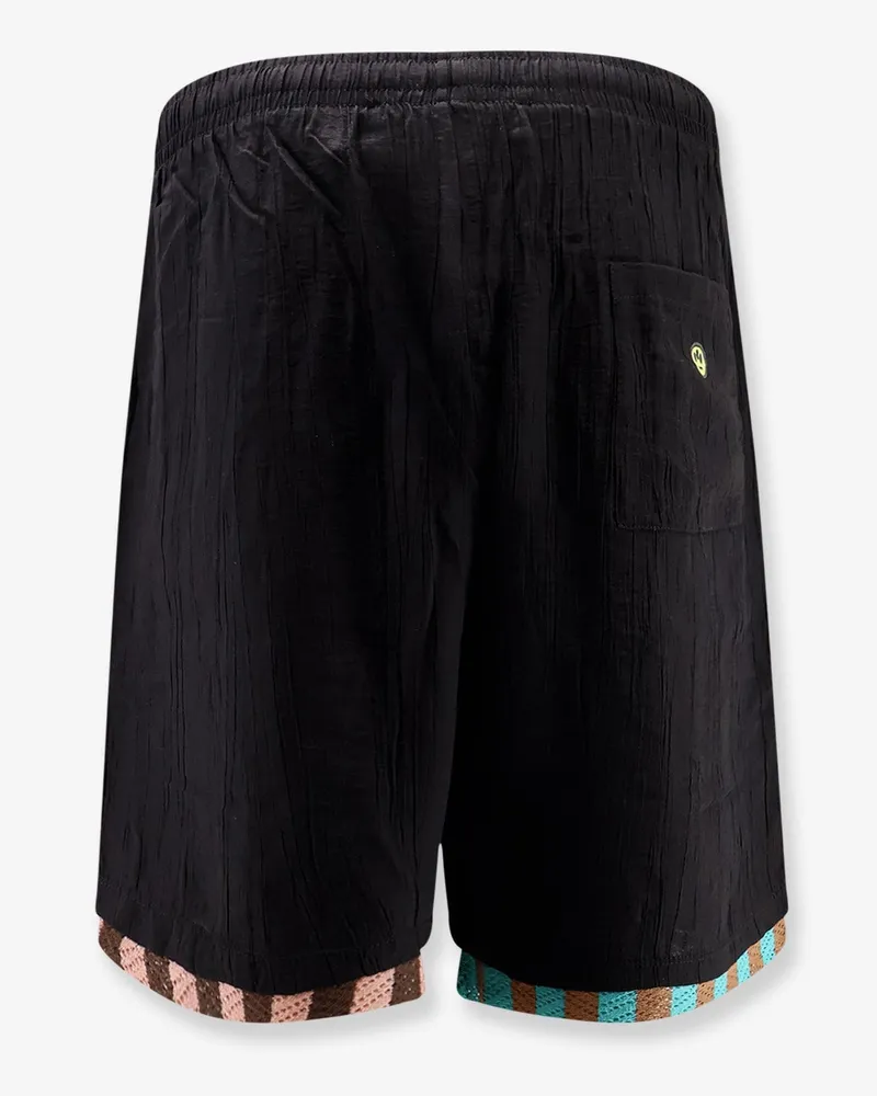BARROW Men's Viscose Blend Bermuda Shorts With Logo Print Black Black