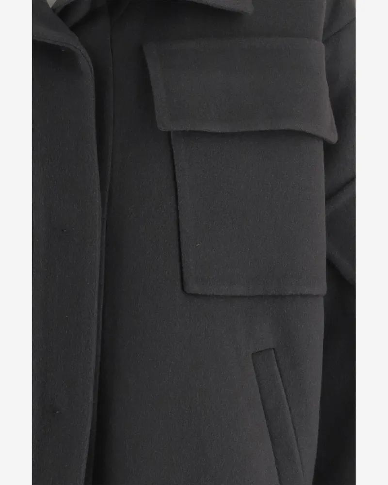 Giorgio Armani Women's Cashmere Coat With Multiple Pockets Grey Gray