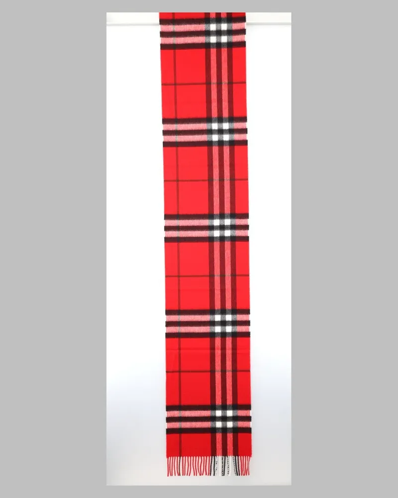 Burberry Check Cashmere Scarf — Red Red
