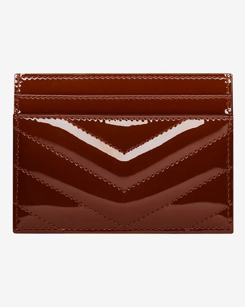 Saint Laurent Patent Leather Card Case — Brown Brown