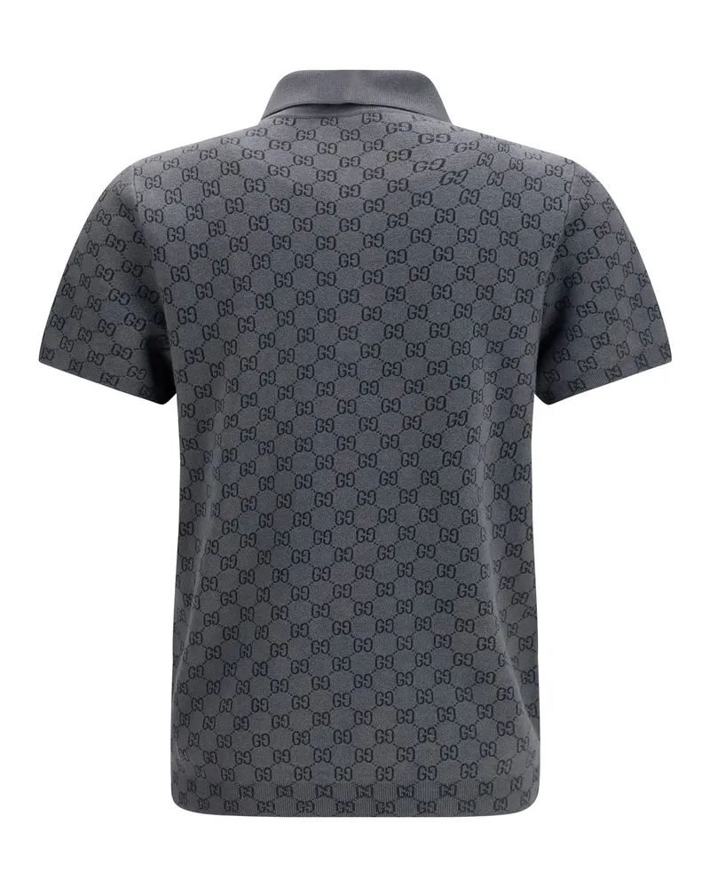 Gucci Men's Polo Shirt Gg Jacquard New Grey-Rock Lamb (ovis Aries) Grey/rock T-shirts And Polos Gray