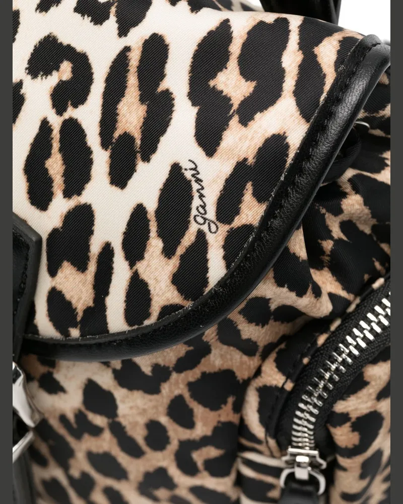 Ganni Bucky Backpack — Leopard Leopard