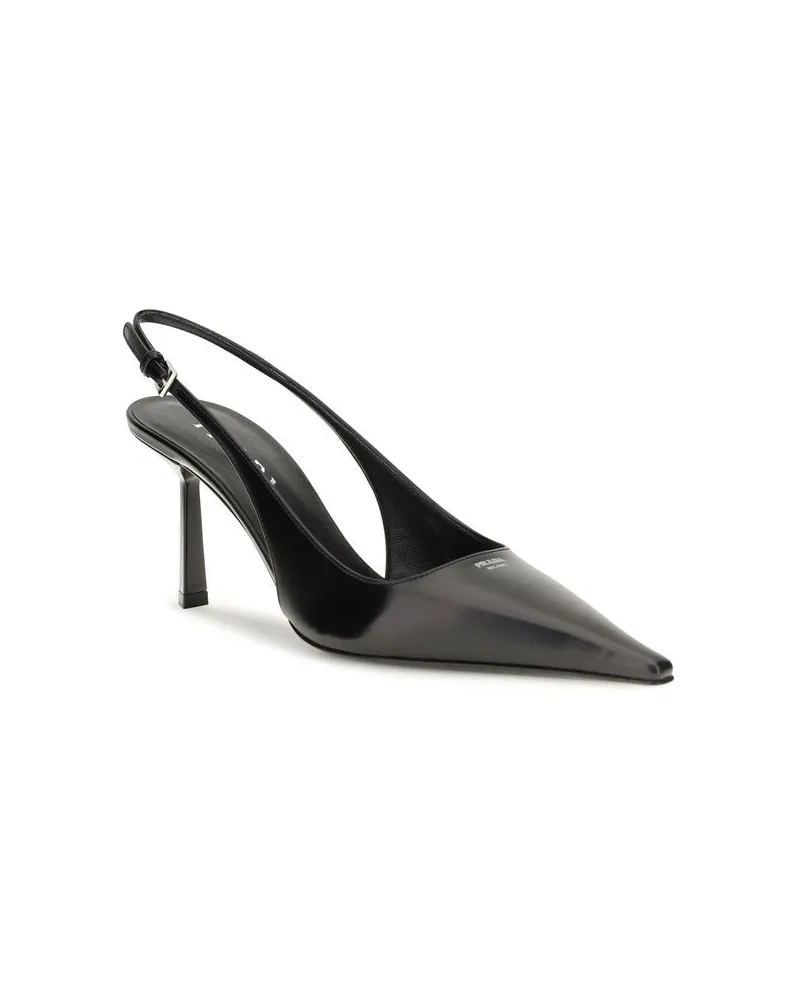 Prada Women's Black Calf Leather Bos Taurus High Heel Pumps Black