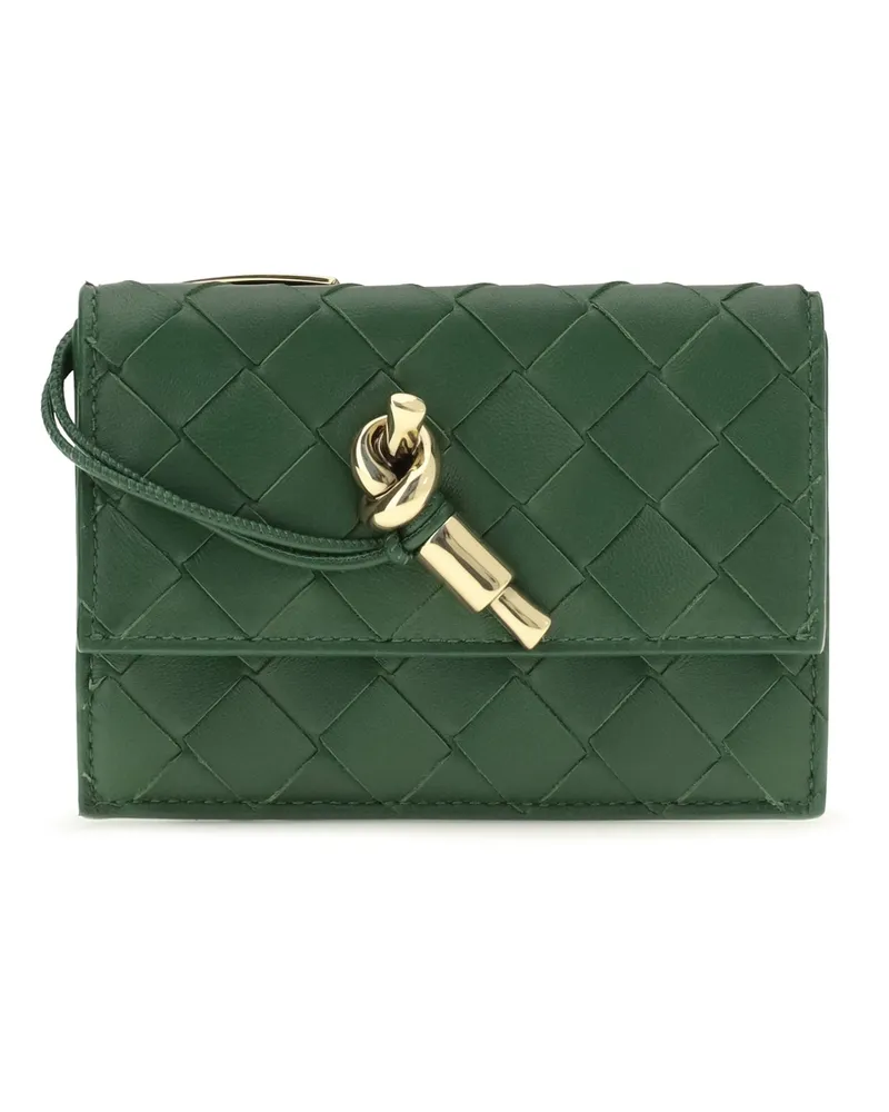 Bottega Veneta Women's Card Holder Knot Brass Basil-Muse Lamb Leather Wallets & Purses Green