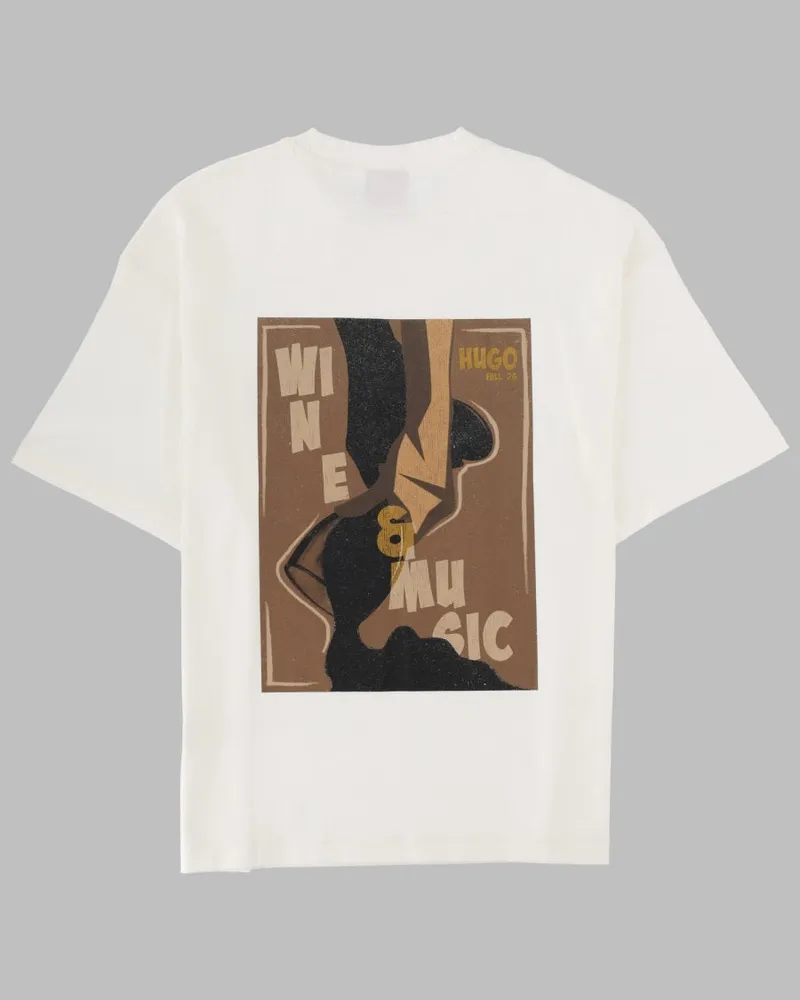 HUGO BOSS Graphic-Print Cotton T-Shirt — Beige Beige