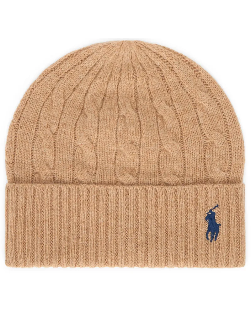 Ralph Lauren Women's Knit Hat With Cuff, Camel Wool Beige