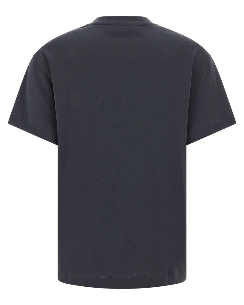 Brunello Cucinelli Cotton Jersey with Shiny Tab Detail T-shirt — Navy Navy