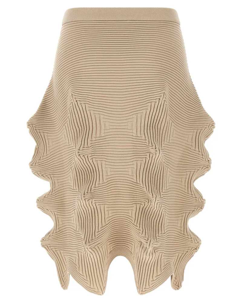 Issey Miyake Women's Beige Polyester Midi Skirt Beige