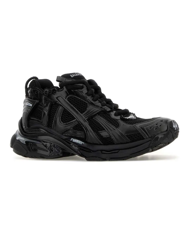 Balenciaga Men's Black Mesh And Rubber Runner Led Sneakers Black
