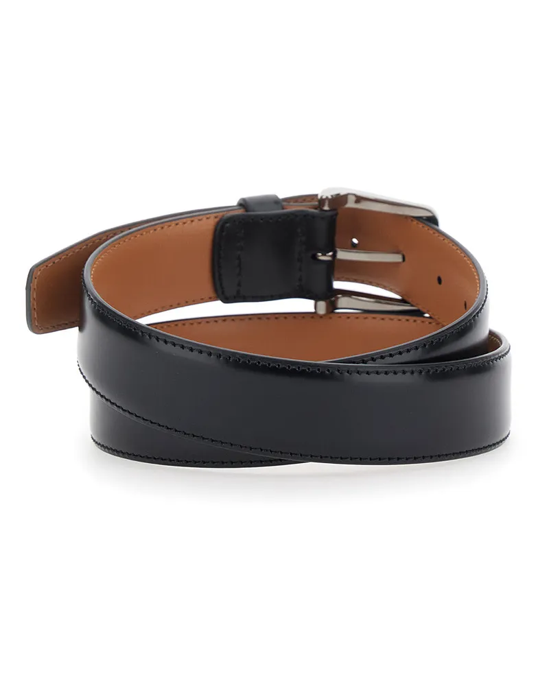 TOD'S Men's Belt With Adjustable Buckle Black Leather Calf Black