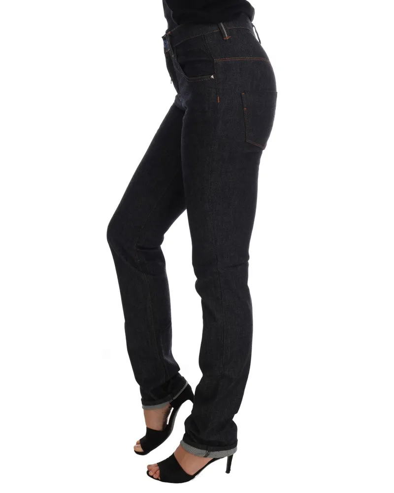 CoSTUME NATIONAL Women's Blue Cotton Stretch Slim Fit Jeans Clothing Black