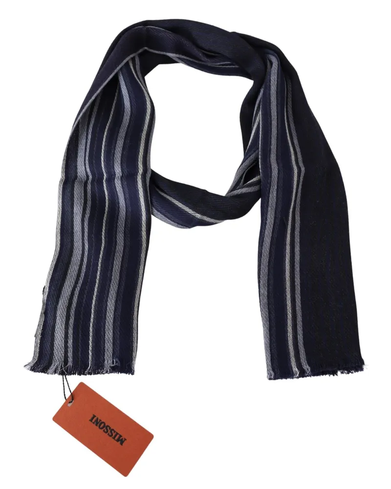 Missoni Men's Multicolor Wool Striped Unisex Wrap Fringes Shawl Silk Accessory Multicolor
