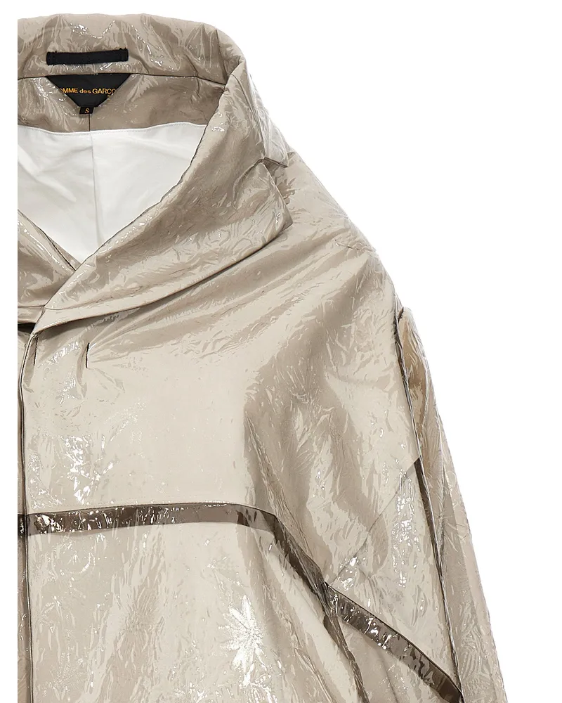 Comme des Garçons Textured Polyurethane Trench Coat — Beige Beige