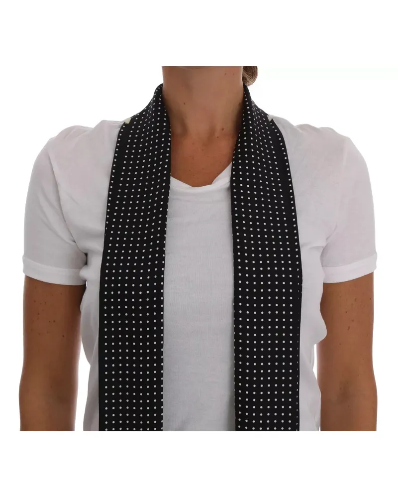 Dolce & Gabbana Women's White Cotton Black Silk Scarf Top T-Shirt Black