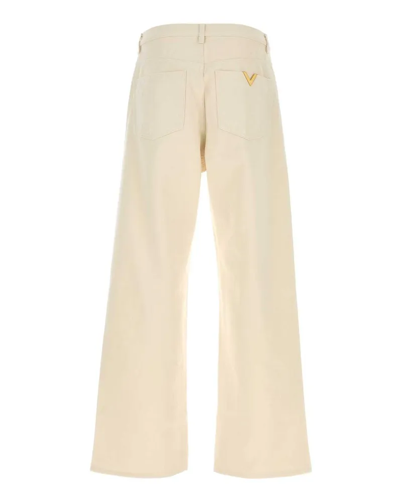 Valentino Garavani Men's Sand Denim Jeans Avorio Exterior: Cotton Beige