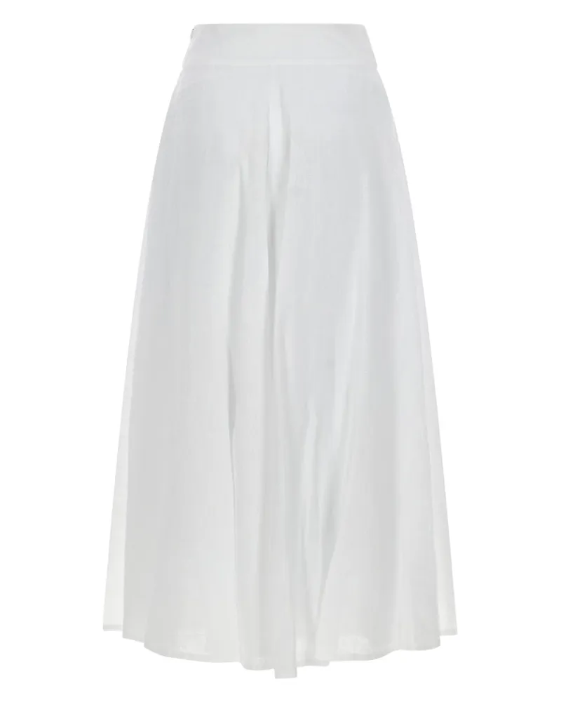 120% Lino Linen Skirt — White White