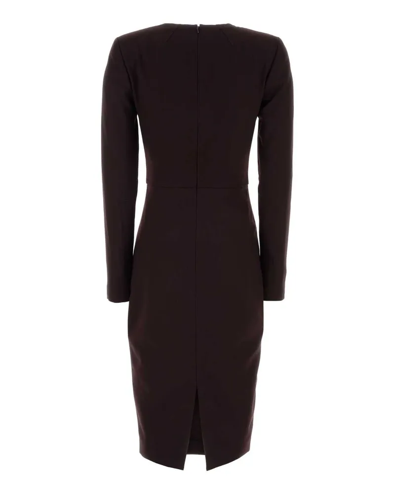 Victoria Beckham Virgin Wool and Polyester Dress — Brown Brown