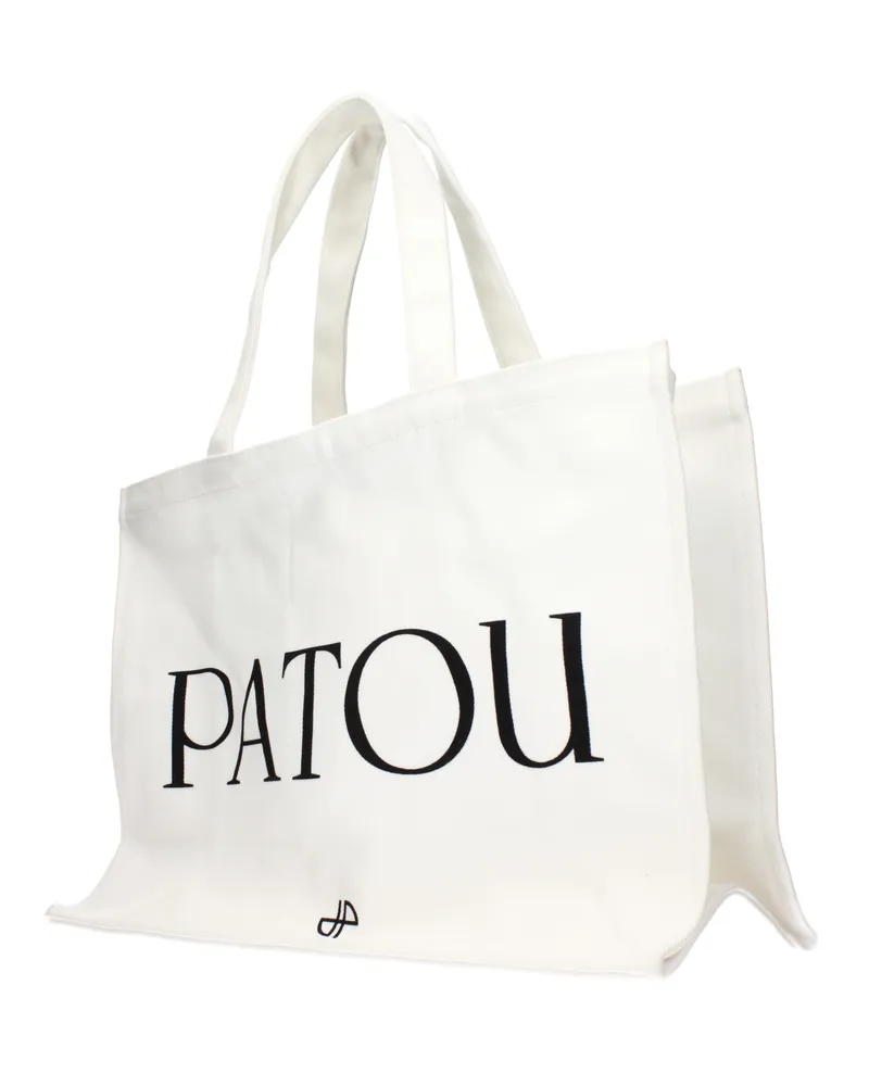 Patou Logo-Print Fabric Tote Bag — White White