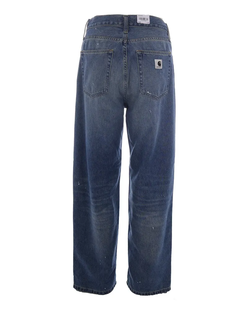 Carhartt WIP Women's Jeans Arin Blue Destroy Wash Cotton Smithtown Denim Trousers 'smithtown Blue